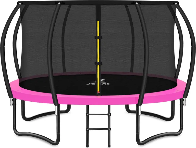 Trampoline 8FT 10FT 12FT 14FT 15FT 16FT – Outdoor Enclosed Trampoline, Rust-Resistant Galvanized Frame for Kids & Adults, ASTM F381-16 Certified