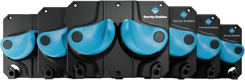 The OG Gravity Gr Ski & Snowboard Wall Mount — Indoor Garage & Home Storage Organizer, Damage-Free Grip, Holds Skis, Boards & Poles (Cyan, 6-Pack)