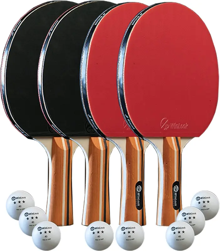 Portable 4-Pack Table Tennis Paddle Set with Case & 8 Professional Balls — Premium Indoor/Outdoor Rackets