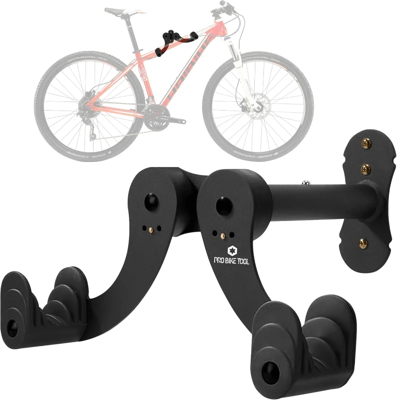 Bike Wall Mount Rack - Horizontal Wall-Mounted Bicycle Hanger for Road, Mountain & Hybrid Bikes - Heavy-Duty Indoor Garage Storage