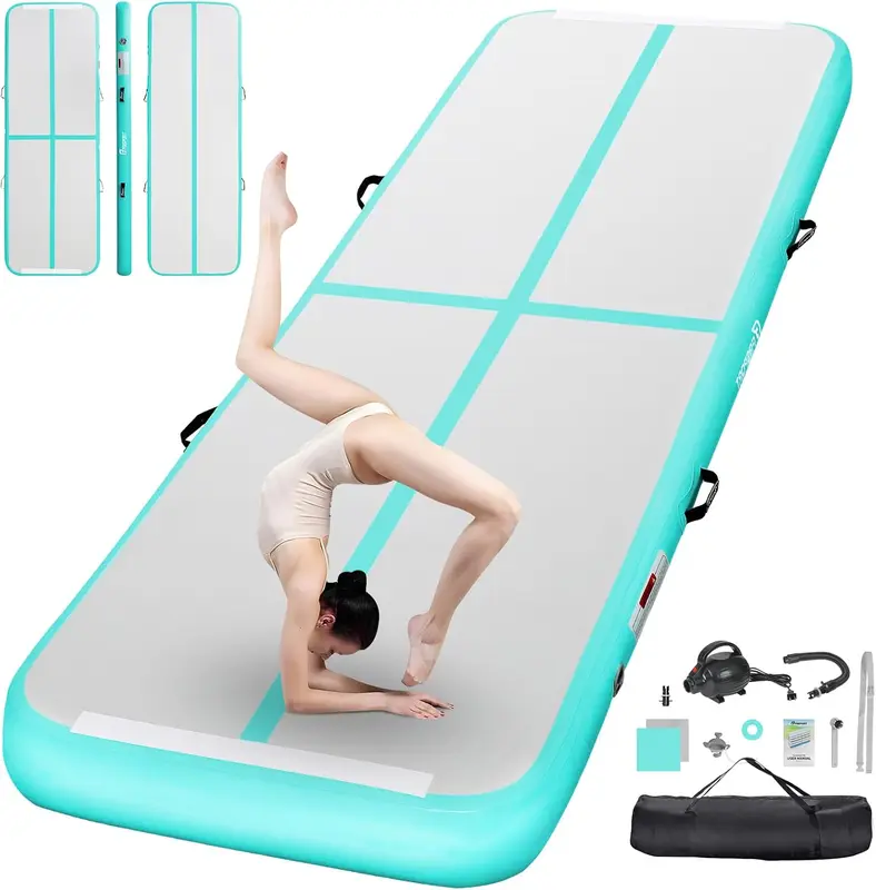 Inflatable mnastics Air Track Mat – 10 ft, 4 or 8-Inch Thick Training Track with Electric Pump for Home, Cheer, Yoga, Water & Pro Use