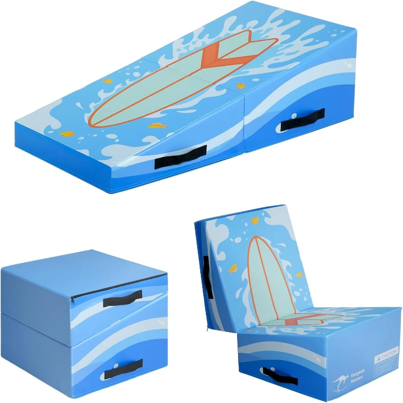 mnastics Cheese Wedge Incline Mat for Kids Ages 1–12 | 3-Size Folding mnastics Mat with High-Density EPE Foam & Removable PVC Leather Cover