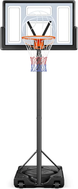 10ft Adjustable Portable Basketball Hoop – 44" Shatterproof Backboard with Oversized Fillable Base for Backyard, Driveway & Indoor Play (Kids to Adults)