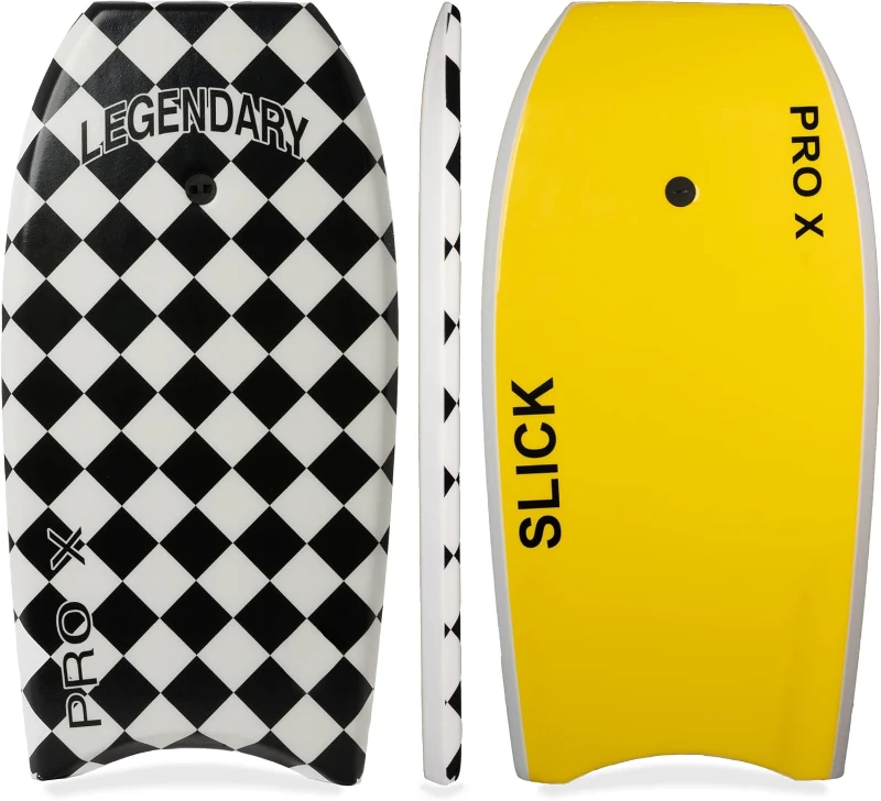 Legendary Pro X Beach Bodyboard with Hard Slick Bottom — Heat-Sealed EPS Core, EPE Deck, Dual-Channel Speed, Wrist Leash Included