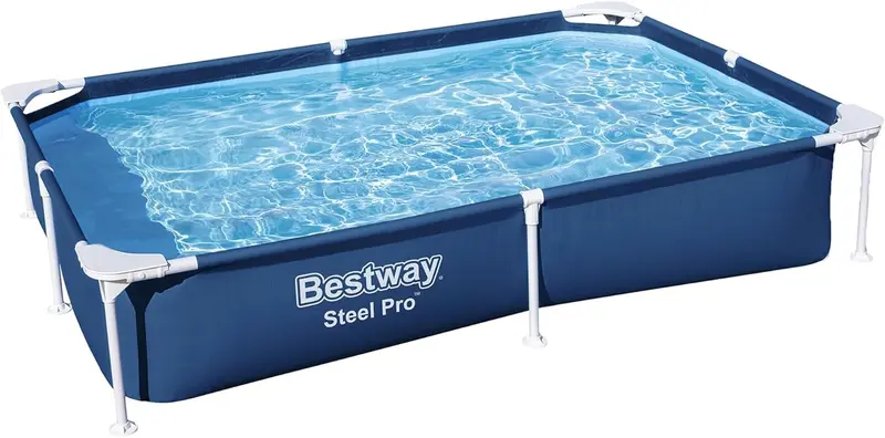 Steel Pro 87 x 59 x 17 in Rectangular Metal-Frame Above-Ground Backyard Pool, Blue (Pool Only)
