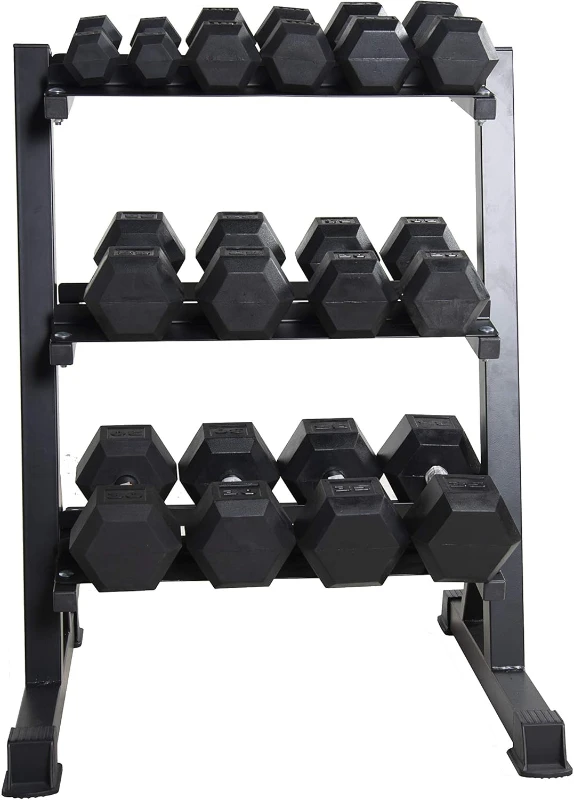 CAP Dumbbell Sets — 280 lb, 550 lb or 1200 lb Options with 2- or 3-Tier Horizontal Rack, Rubber Hex Free Weights for Home Strength Training