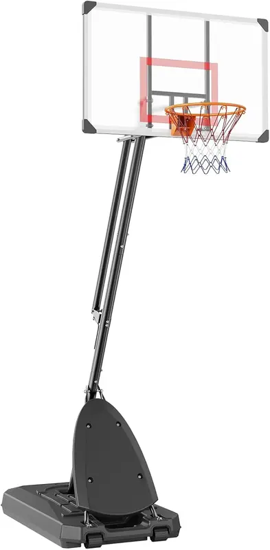 Portable Adjustable Basketball Hoop with 44/48/50/54-inch PC Backboard, 4.4 to 10 ft Height, Wheels & Fillable Base for Indoor/Outdoor Play
