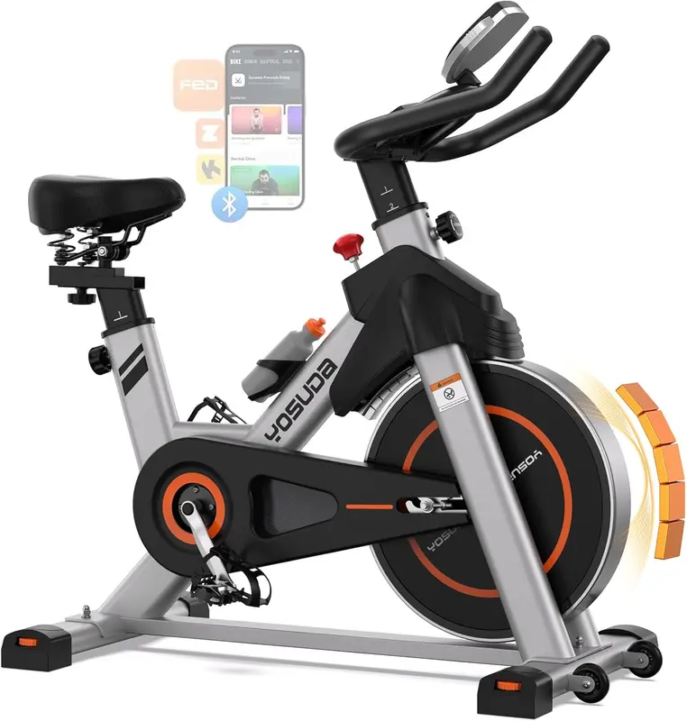 Home Magnetic Exercise Bike with Brake Pad, Exclusive App & Guided Fitness Courses — 300 lb Capacity, Quiet Indoor Cycling with Tablet Holder