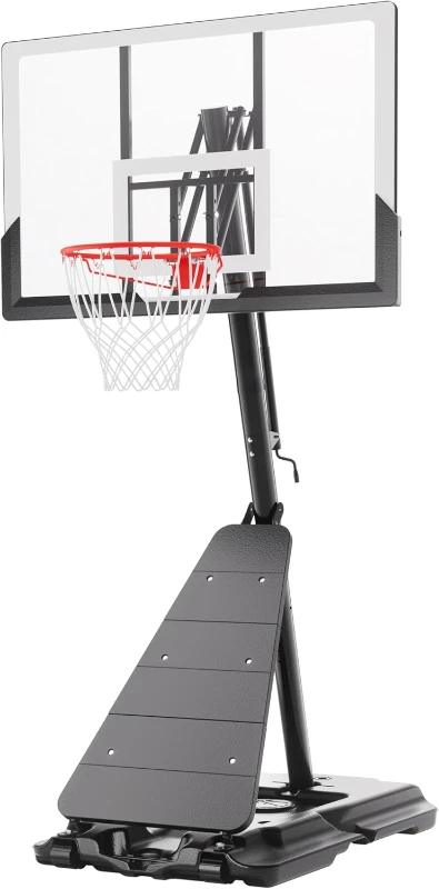 Portable Adjustable Outdoor Basketball Hoop – 45/48in Shatterproof Backboard, 5.3-10 ft Height (2/3 Pole) with Wheels for Driveway & Backyard