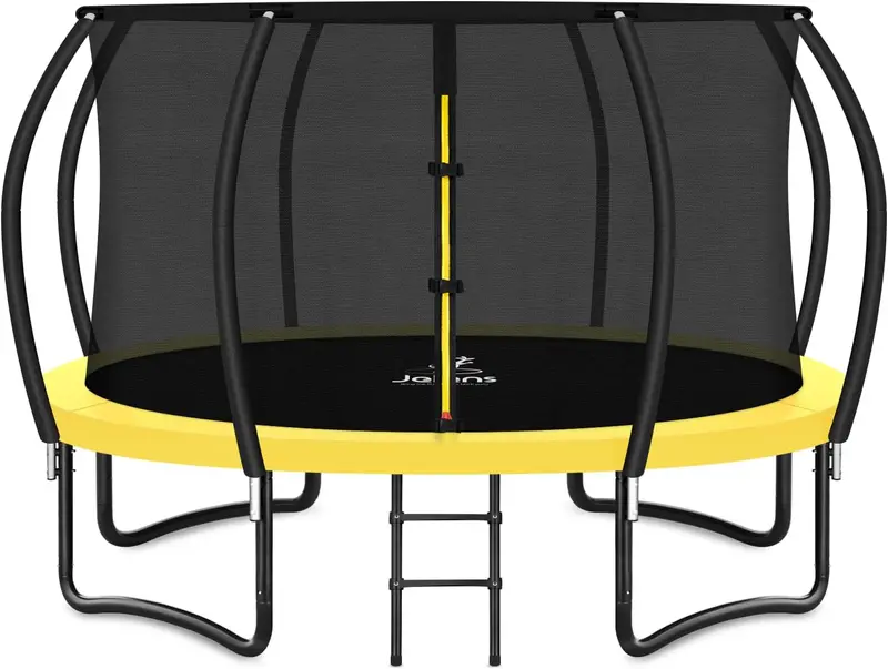 8-16FT Recreational Trampoline with Enclosure Net, Outdoor Anti-Rust Frame for Kids & Adults, ASTM F381-16 Certified