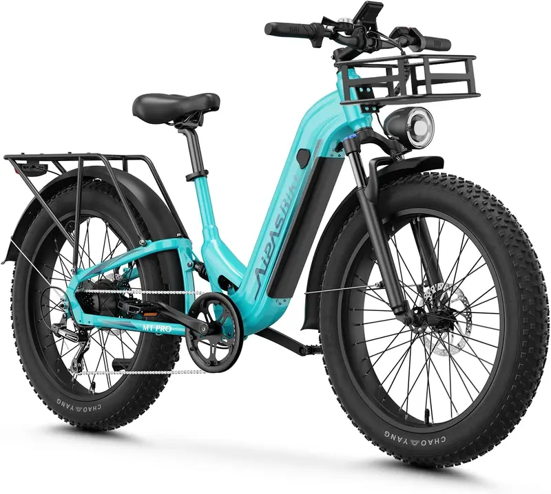 M1 Pro Electric Bike — 1800W Peak Motor, 26in x 4.0in Fat-Tire Ebike, 48V 17.5Ah Battery, 36 MPH, Up to 85-Mile Range, 7-Speed, 110Nm, Rear Basket