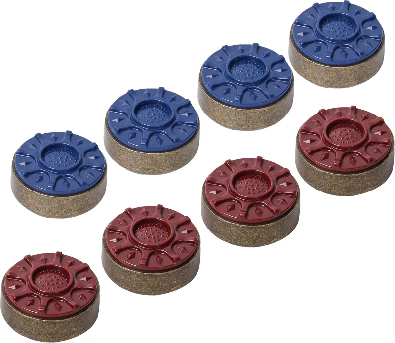 GSE Chrome & Bronze Shuffleboard Puck Set — Hardened Steel Cores with Plastic Caps, 2-1/8" or 2-5/16", 8-Pack for Home Shuffleboard Tables