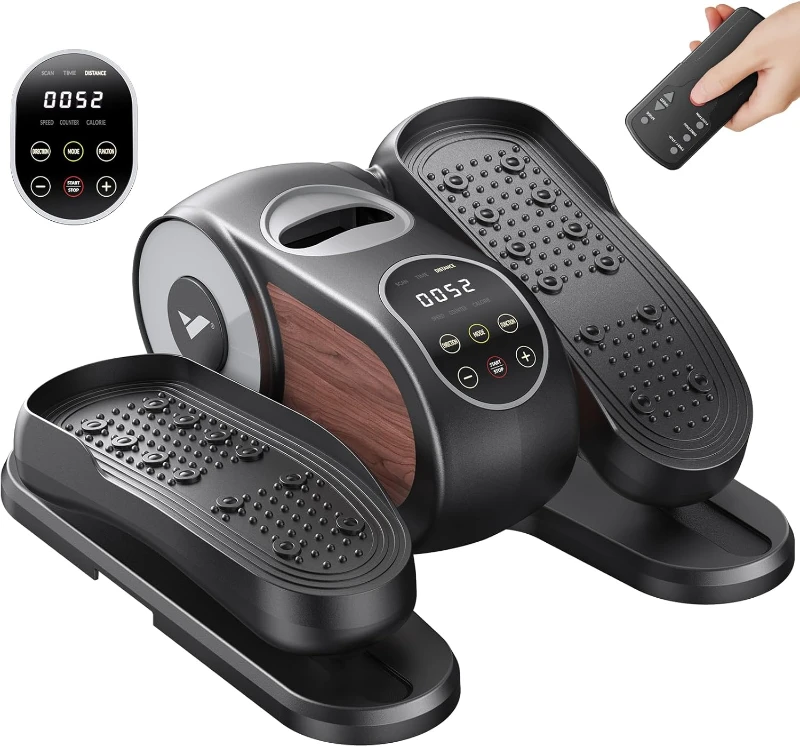 Under-Desk Elliptical Leg Exerciser — Quiet Portable Electric Seated Pedal Machine with Remote & 12 Speeds for Home & Office