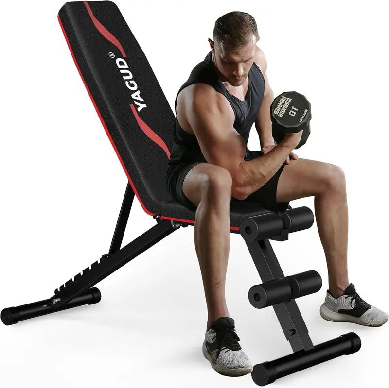 Adjustable Folding Weight Bench for Home m — Incline/Decline Dumbbell Bench, 880 lb Capacity, 8-Position Backrest, Quick-Fold, Tool-Free Setup