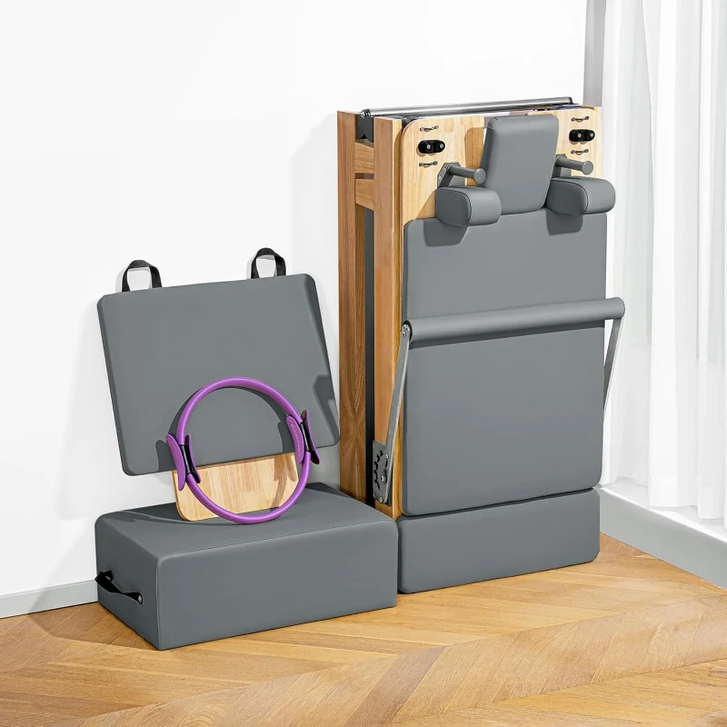 Oak Wood Pilates Reformer – Quick-Assembly Studio-Grade Machine with Accessories for m & Home