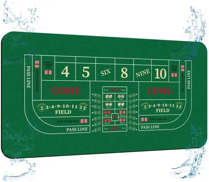 70 x 35 Inch Poker Table Mat — Texas Hold'em Table Top with Carry Bag, Waterproof Anti-Slip Rubber Blackjack Mat for Home Game Nights (Up to 8 Players)
