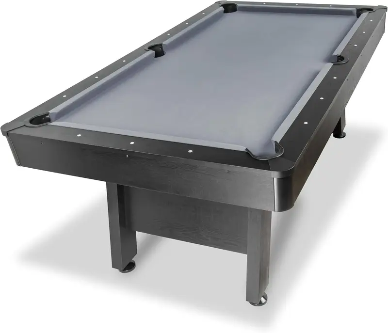 7ft & 8ft Billiards Pool Table with Wood Frame — Gray, Black or Green Felt — Game Room Table for Adults & Families (Accessories Not Included)