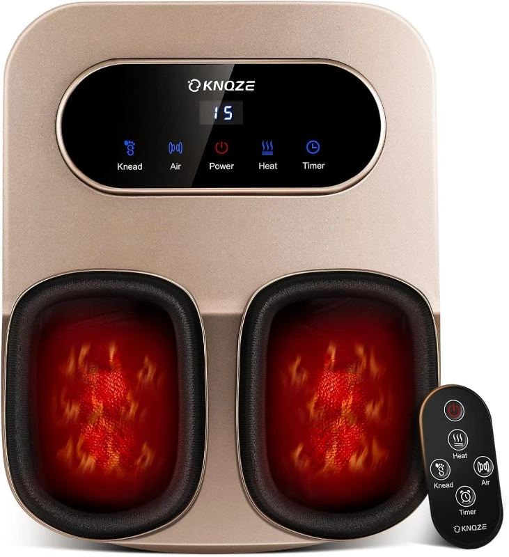 Shiatsu Foot Massager with Heat & Air Compression, LCD Touchscreen & Remote, Full-Foot Deep Kneading, Multiple Heat & Compression Levels, Fits up to Men’s Size 12, FSA/HSA Eligible, Gift Idea