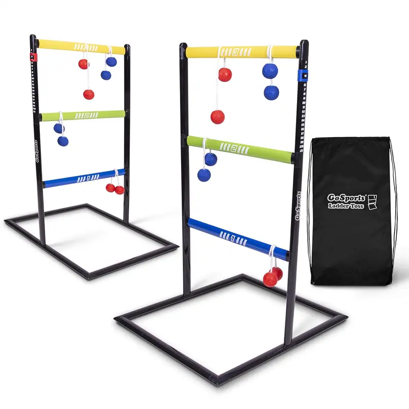 Ladder Toss Game — Indoor & Outdoor Set with 6 Soft Rubber Bolos and Travel Case, Available in Pro or Classic