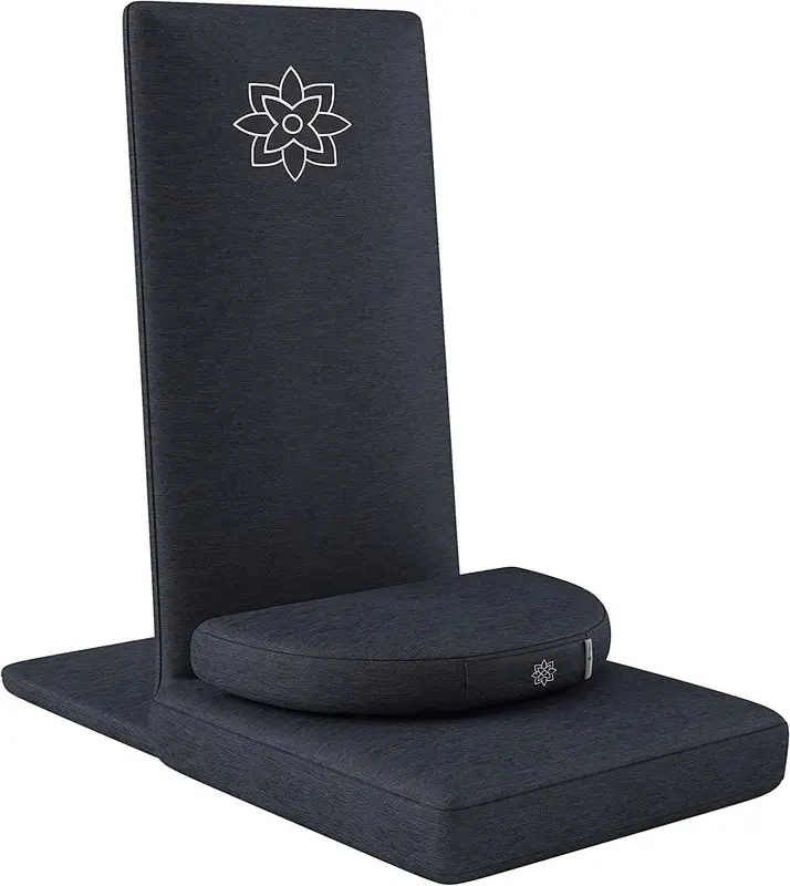 Pro Folding Meditation Chair - Adjustable Floor Seat with Back Support and Half-Moon Buckwheat Cushion, Comfortable Mindfulness Floor Chair