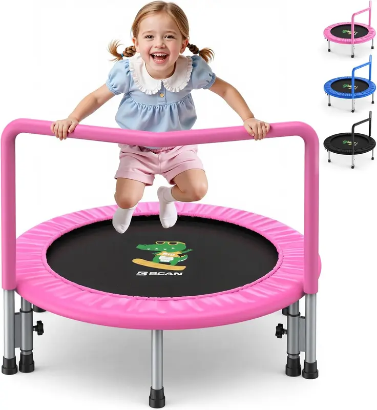 FED Fitness SP1 36" Toddler Indoor Trampoline with Foam Handle - ASTM Certified, Thick Protective Cover & Reinforced Steel Frame, Easy Assembly, 132 lb Max
