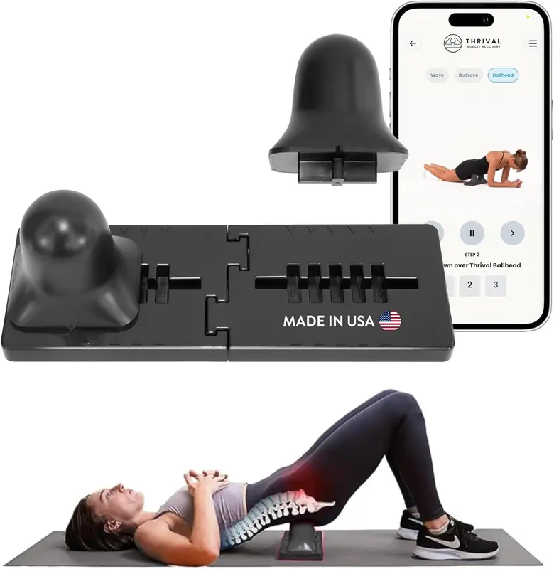 Adjustable Psoas Release Ball with Companion App — Deep Tissue Relief for Hip Flexors, Glutes, Iliacus & Neck | Trigger Point & Myofascial Therapy — Carbon Black
