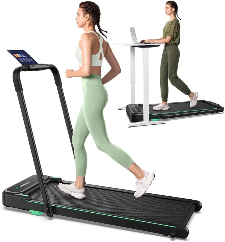 Strol 2E Smart 2-in-1 Folding Treadmill — Compact Walking Pad with Safety Handle, Plug-and-Play Standing Desk Trainer, Dual LED Display & Smart App