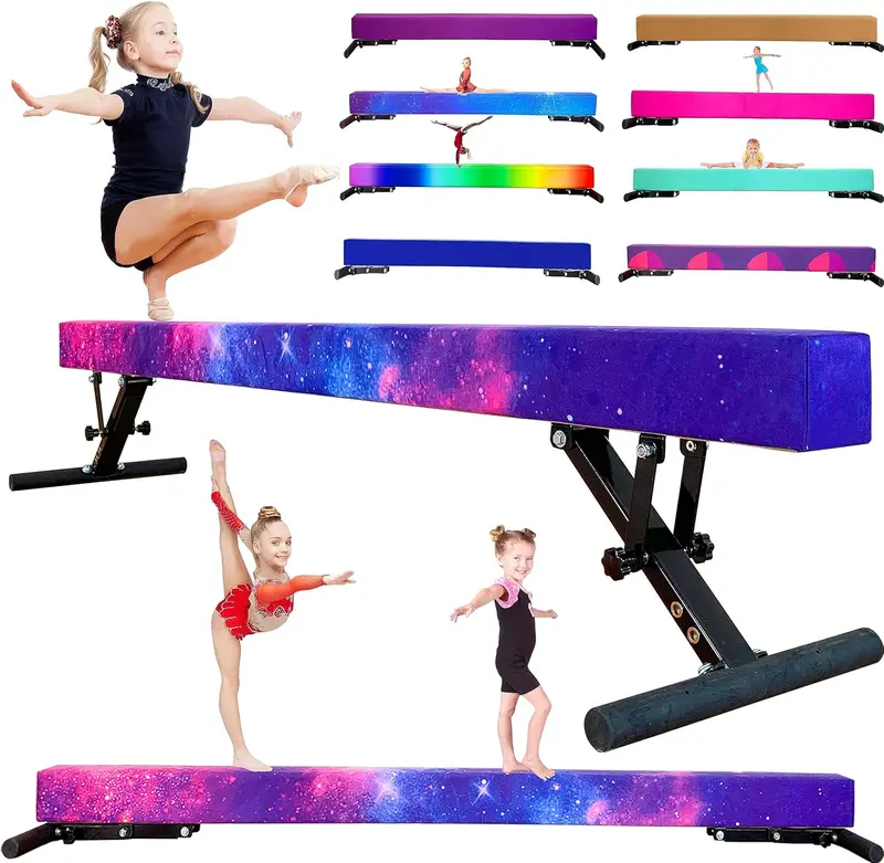 Marfual Adjustable mnastic Balance Beam for Kids & Teens | 8 ft, Height Adjustable (Floor 9 in / 13–17 in), 4 in Competition Width — Home & Club Training