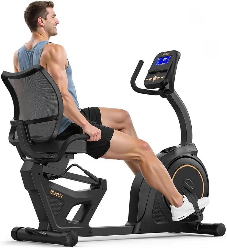 Recumbent Magnetic Stationary Bike for Home — 400 lb Capacity, 32-Level Electric Resistance, Smart App, LCD Monitor & Heart-Rate Handles