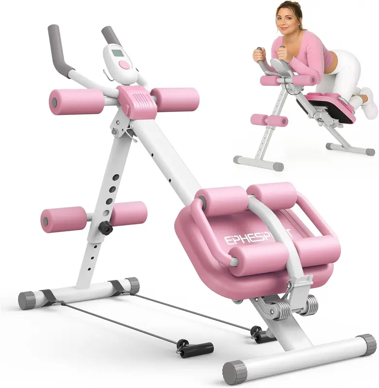 6-in-1 Multifunctional Ab Trainer — Adjustable Crunch & Sit-Up Machine with Knee and Back Support, Foldable Full-Body Home Workout Equipment