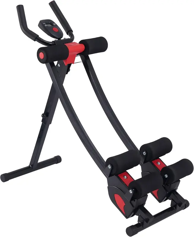 Foldable Dual-Track Ab Machine for Home — Core Strength Trainer, Ab Crunch Coaster with 4 Incline Levels & Digital Display