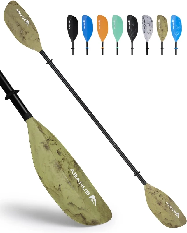 Adjustable Kayak Paddle 210-230cm / 230-250cm - 3pc Floating Oar with Feathered, Asymmetrical Blades, Aluminum Shaft