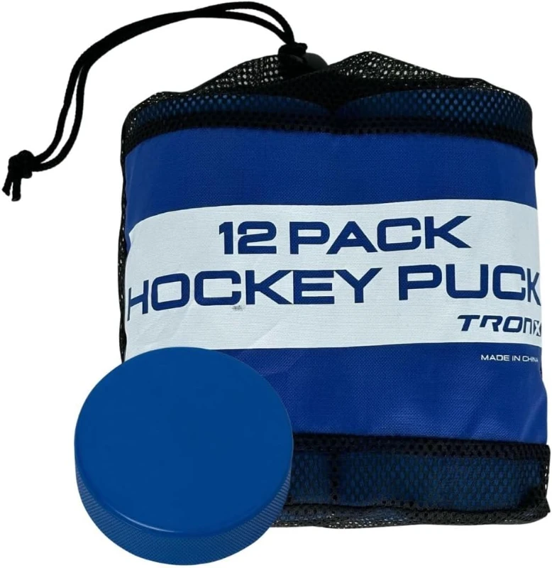 Blue Mite Youth Ice Hockey Pucks - Regulation Mite, 4 oz, 6- or 12-Pack