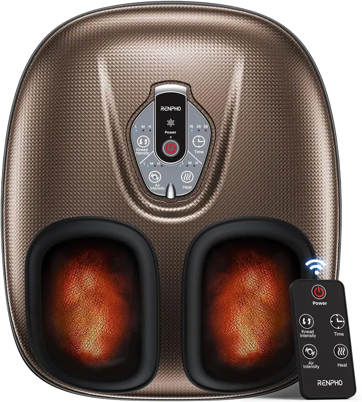 2026 Foot Massager with Heat, FSA/HSA Eligible, Pressure-Monitoring Airbag Sensor, Cordless Remote, 3 Heat & Compression Levels, NTC Temp Control, Fits up to US 12