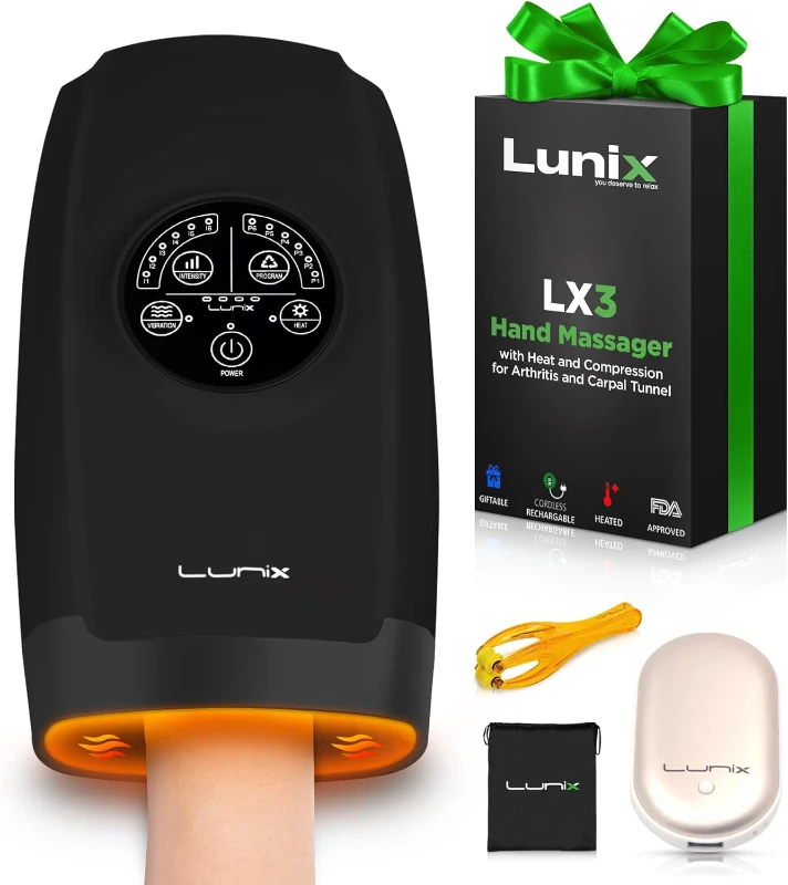 LX3 Cordless Hand & Wrist Massager — FSA & HSA Eligible Relief for Carpal Tunnel, Arthritis & Numbness with Air-Compression and Soothing Heat