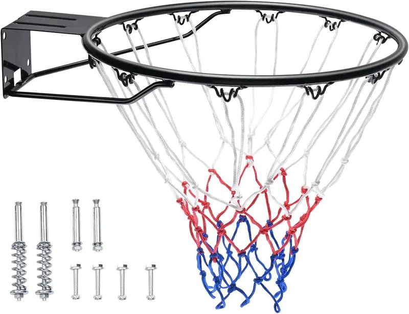 44-54 Inch PC Backboard Wall-Mount Basketball Hoop, Portable Goal with Hand-Crank Height Adjustment for Indoor & Outdoor Play, Teens, Adults, Schools, Parks