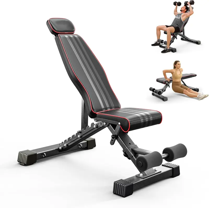 Adjustable Foldable Weight Bench — 660 lb Capacity Home Workout Bench for Bench Press & Sit-ups