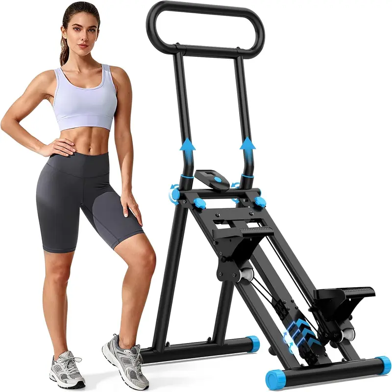 Stair Stepper - Upgraded 6-Level Resistance Climber with Adjustable Handlebar, Foldable & LCD Tracker