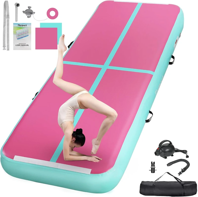 Inflatable mnastics Training Mat Track — 4/8-inch Thickness, 13-30ft Sizes, with Electric Pump for Home/Training/Cheer/Yoga/Water