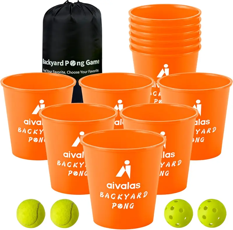 Yard Pong Outdoor Toss Game Set | 12 Buckets, 4 Balls & Carry Bag — Heavy-Duty Plastic for Beach, Camping, Lawn & Backyard, Fun for All Ages