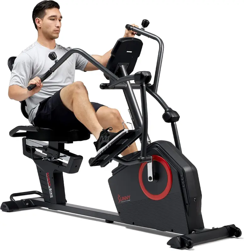 SunnyFit Elite Recumbent Elliptical Cross Trainer for Home — Arm Exercisers, Easy-Adjust Mesh Seat, Bluetooth App Included