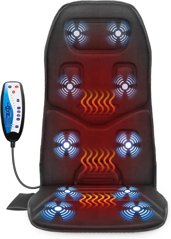 Upgraded Chair Back Massager — Deep Vibration Seat & Waist Pad with Graphene Heating, 4900 RPM Motors, 5 Programs, 3 Intensities, Gift