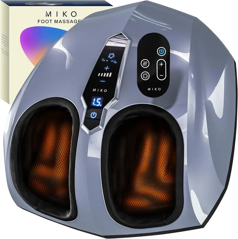 Shiatsu Foot Massager with Heat & Air Compression — 5 Pressure Levels, 3 Modes, Rolling Therapy, Magnetic Wireless Remote; Relieves Plantar Fasciitis & Neuropathy, Fits Men's Size 12