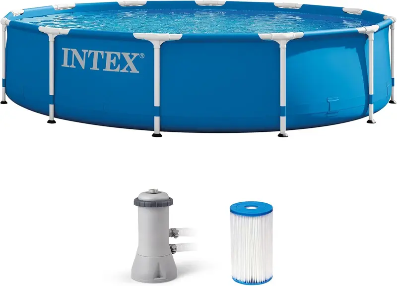 28211EH Metal Frame Above-Ground Pool Set — 12ft x 30in, 1718 Gal, 530 GPH Cartridge Pump, Puncture-Resistant 3-Ply PVC, Rust-Resistant Frame