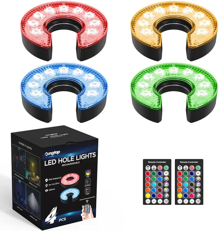 Rechargeable LED Golf Cup Light — Waterproof, Patented Focus Lens, Remote-Controlled; Ideal for Backyard Night Practice, Putting Greens, Camping & Outdoor Parties
