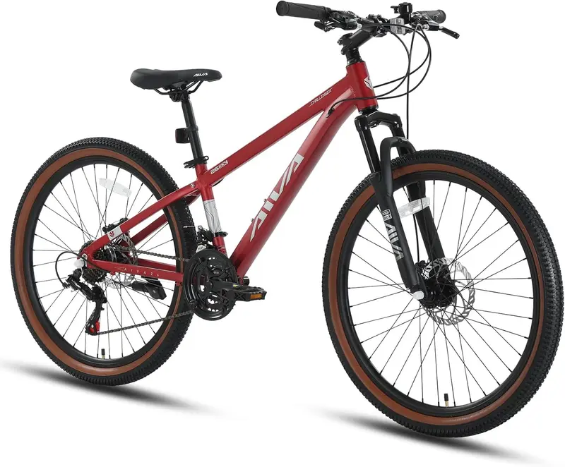 Adult & Teen Mountain Bike — 24/26/27.5/29 in, Lightweight 33 lb Aluminum Frame, Shimano 8 or 21-Speed, Lockout Fork, Dual Mechanical Disc Brakes, Adjustable Seat