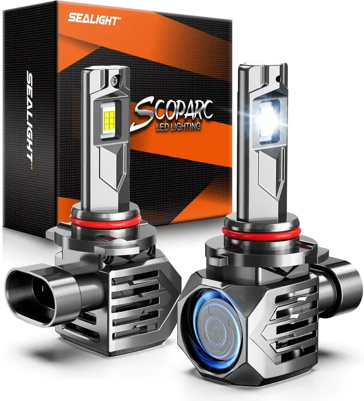 S7S 9005/HB3 LED Fog Light Bulbs, 75,000LM, 12-Chip Super-Focused Beam, 6500K Cool White, IP68, 80,000h Life - 2 Pack