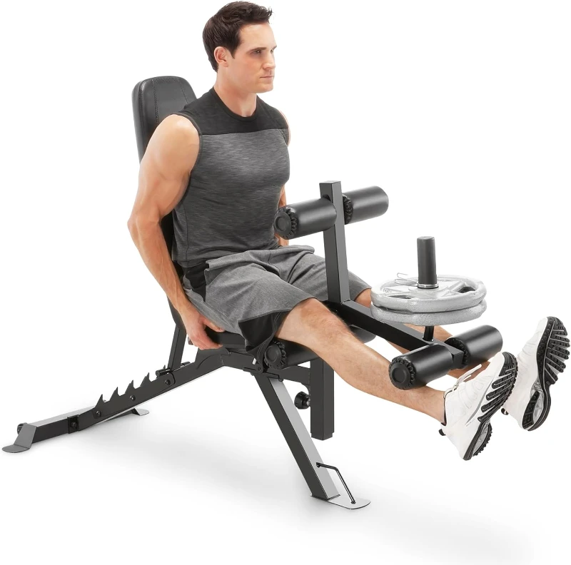Adjustable 6-Position Utility Bench SB-350 with Leg Developer & High-Density Foam, Dark Gray