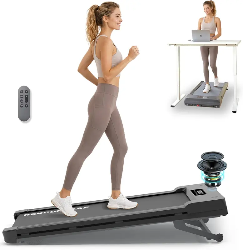 Under-Desk Walking Pad Treadmill — 9-Level Auto Incline to 12%, 450 lb Capacity, Bluetooth Speaker for Home Hiking