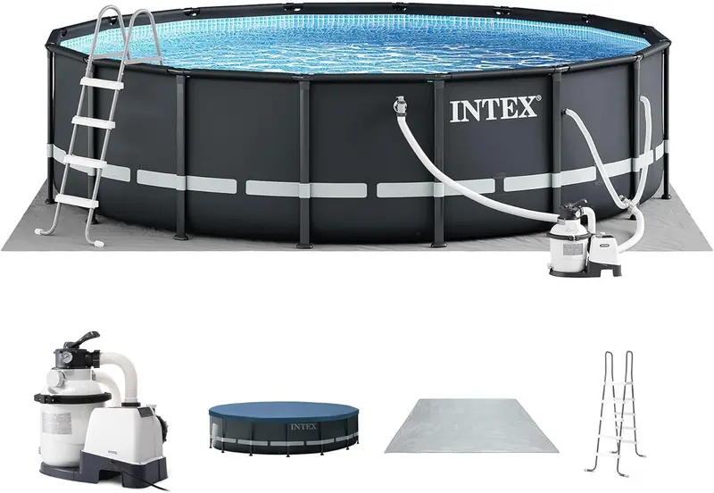 26325EH Ultra XTR Deluxe Above-Ground Pool Set — 16ft x 48in with 1500 GPH Krystal Clear Sand Filter Pump, Puncture-Resistant PVC, Rust-Resistant Frame, Fast Assembly